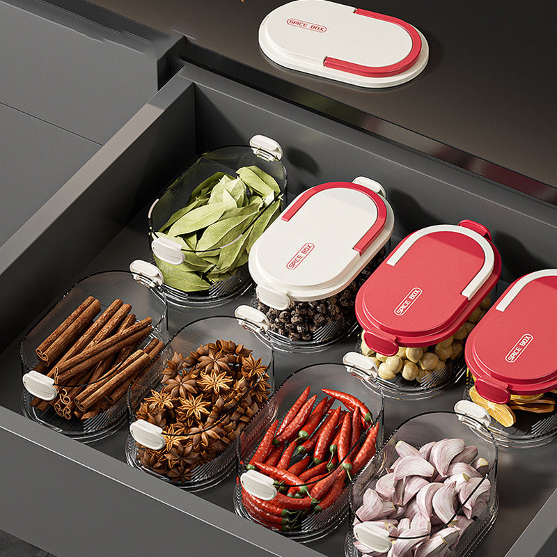 Stackable Spice Rack Airtight Multi-Layer Food-Safe with Sealed Lids 6