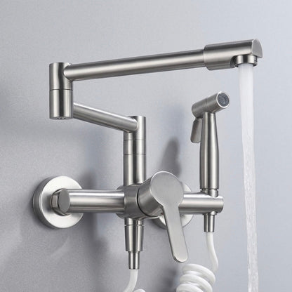 Brass Pot Filler Kitchen Tap | Swing Arm & Side Sprayer | Deck Mounted | Polished Finish