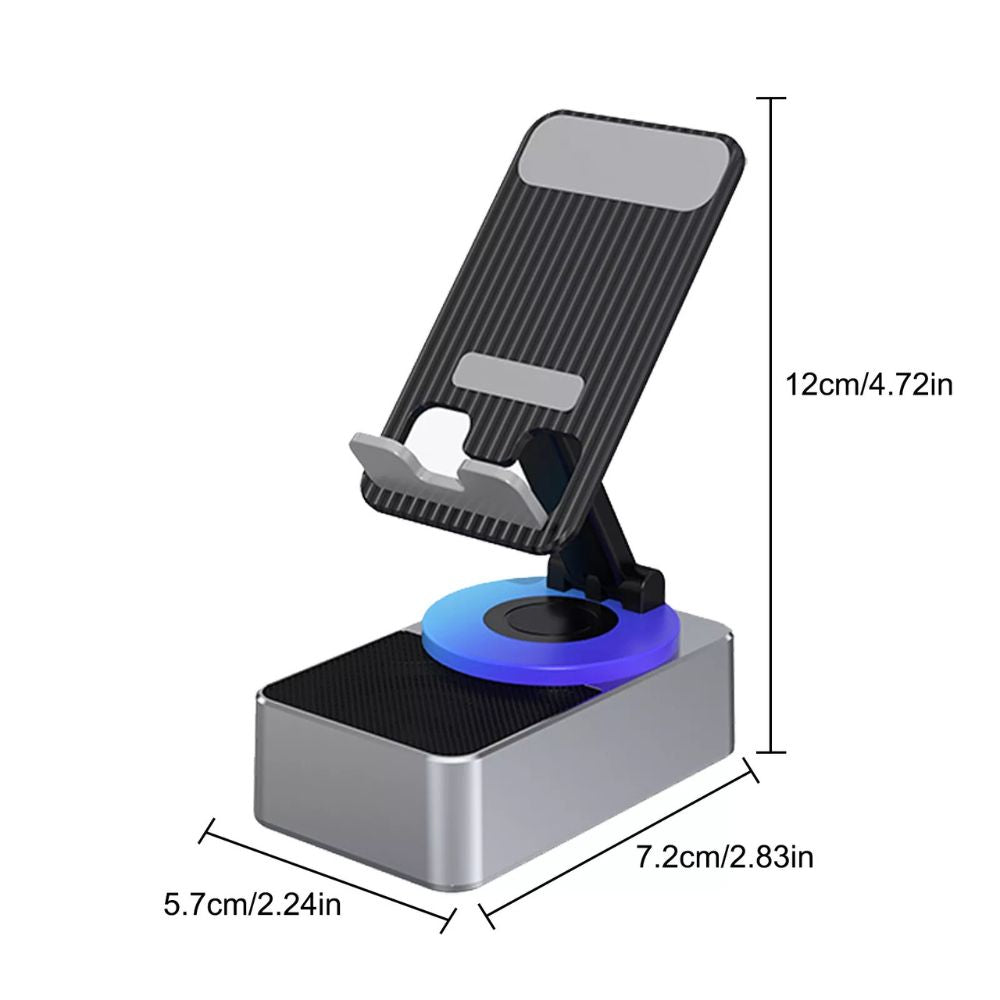 Phone Stand with Bluetooth Speaker | Adjustable Holder, BT5.0 Wireless Audio | Rechargeable 1500mAh Battery, Non-Slip Base 6