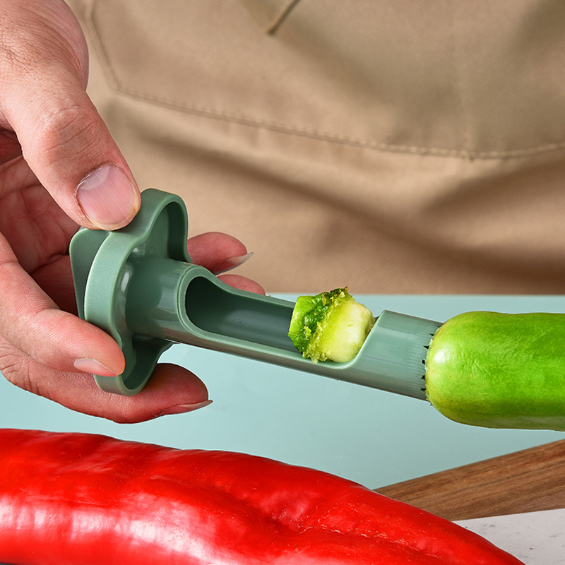 2-In-1 Fruit and Pepper Corer, ABS | Green, Two-Piece Snap Design | Removes Cores and Seeds Without Damaging the Flesh 5