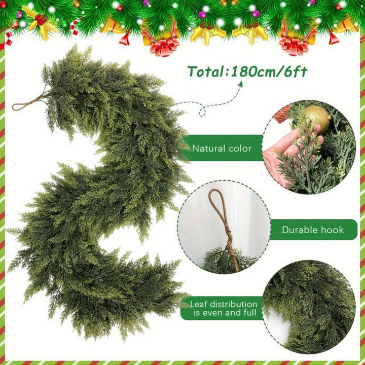 Christmas Garland Artificial Greenery | 2pcs Unlit Strand | Bends Smoothly for Mantle, Stair Rail &amp; Doorway Trim 10