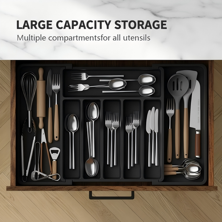 Expandable Kitchen Organizer Drawer Tray with Multiple Compartments 4