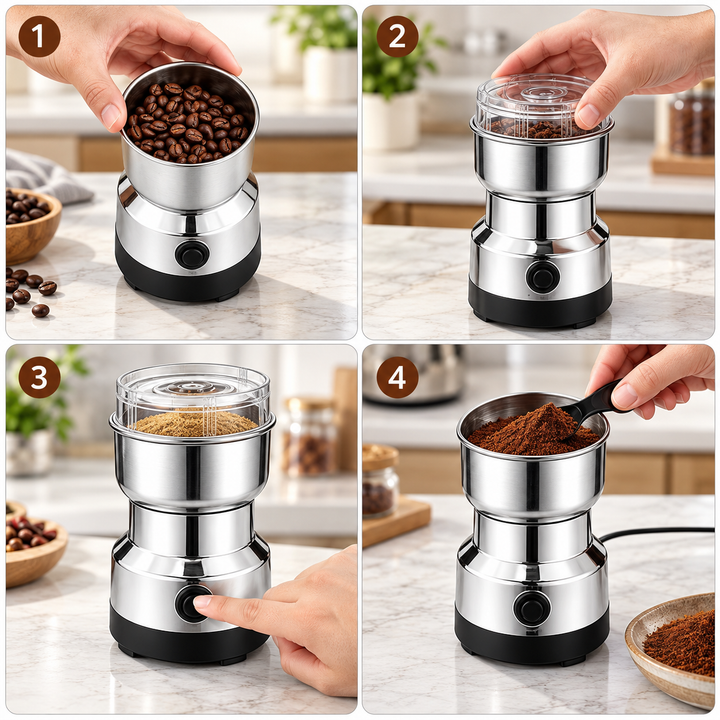 Electric Spice Grinder Stainless Steel Push-Button with Removable Blades 4