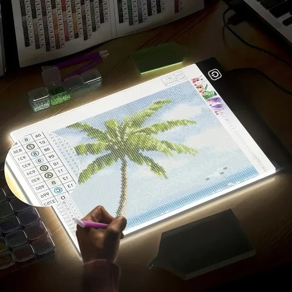 A4 LED Tracing Light Box | Three-Level Dimmable Brightness | Flicker-Free, USB-Powered, Slim Portable Design for Art