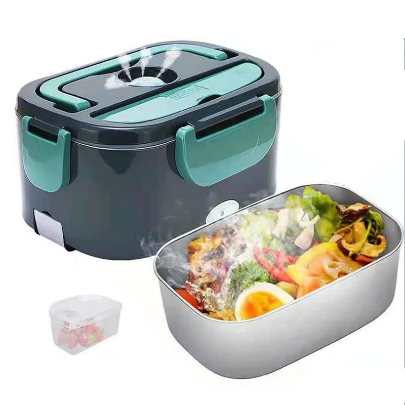 Elektrische Lunchbox Edelstahl mit Heizfunktion 220V/12V | Dunkelblau/Grün | Warmes Essen im Büro, Auto &amp; unterwegs 7