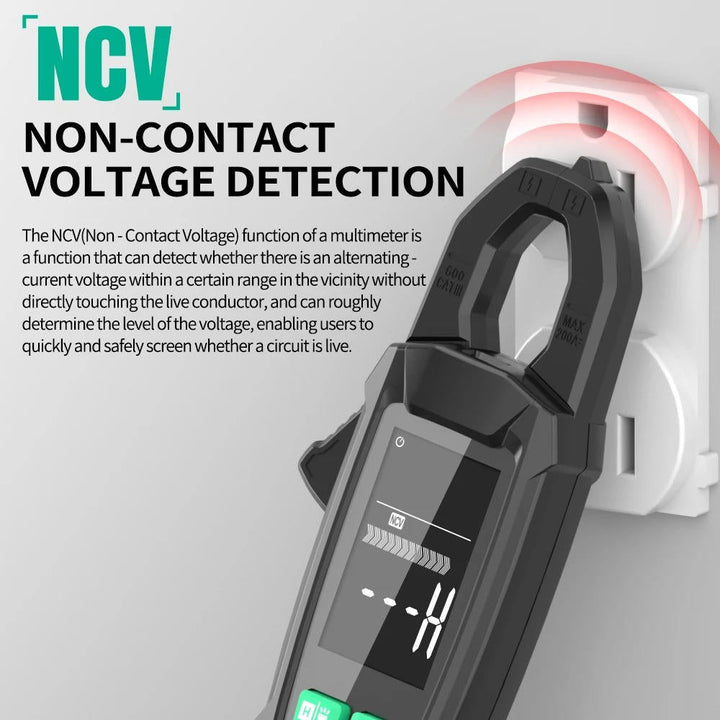AC DC Clamp Meter | True RMS Auto-Ranging with NCV Detection | 600V Voltage &amp; 200A Current Tester with Continuity