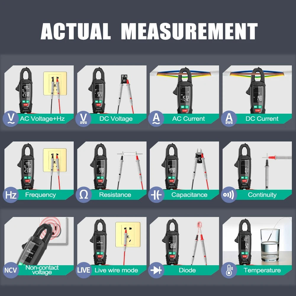 AC DC Clamp Meter | True RMS Auto-Ranging with NCV Detection | 600V Voltage &amp; 200A Current Tester with Continuity