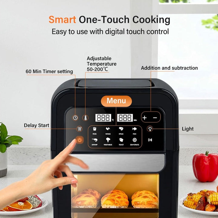 Digital Air Fryer Oven 6.5L | 8 Cooking Presets with Touch Screen | 360° Hot Air Circulation for Oil-Free Crispy Meals 2