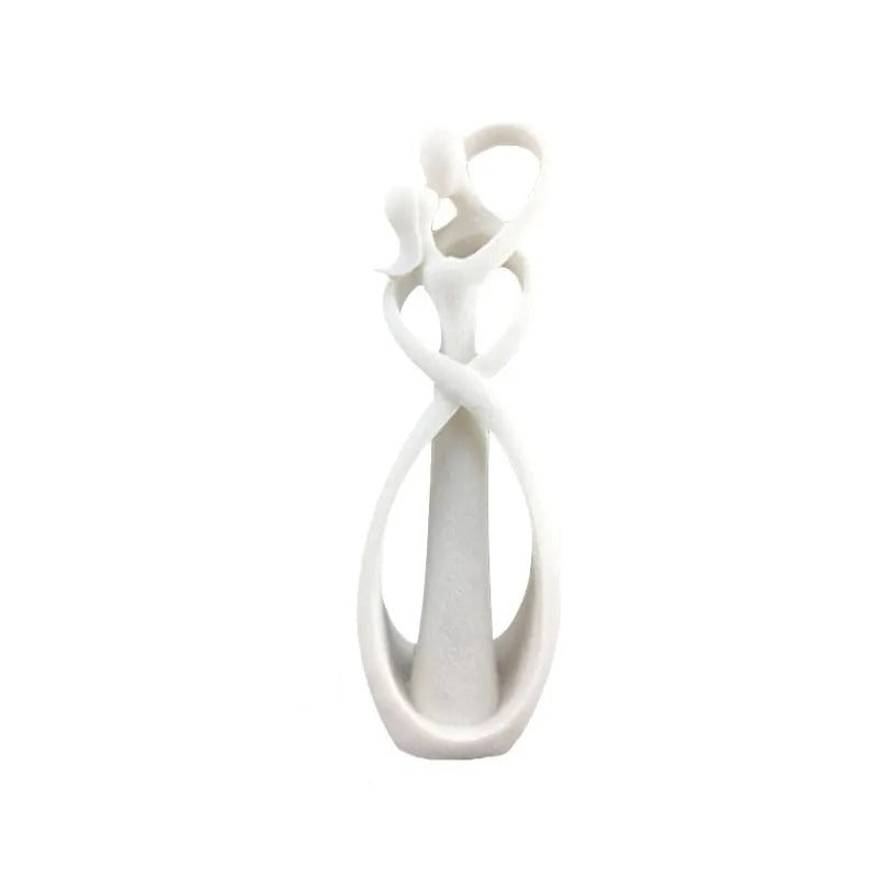 Abstract Figurine | Stone-Effect Embracing Couple Sculpture for Shelves, Desks and Consoles