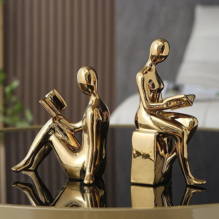 Abstract Bookends Resin Glossy Surface Set of 2 Compact Design 0