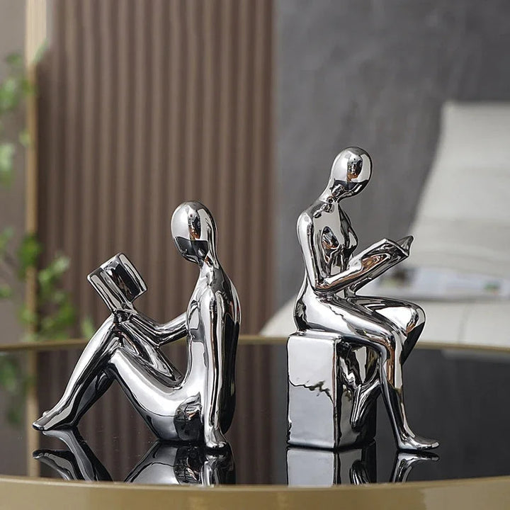 Abstract Bookends Resin Glossy Surface Set of 2 Compact Design 3
