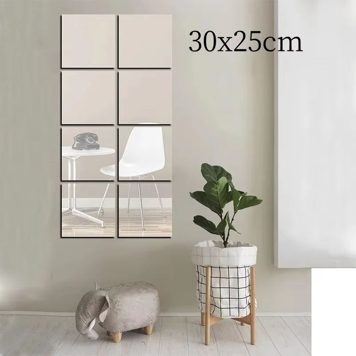 Acrylic Mirror Wall Stickers Set of 4 | Self-Adhesive Shatter-Resistant Sheets | Brightens &amp; Expands Any Room Instantly
