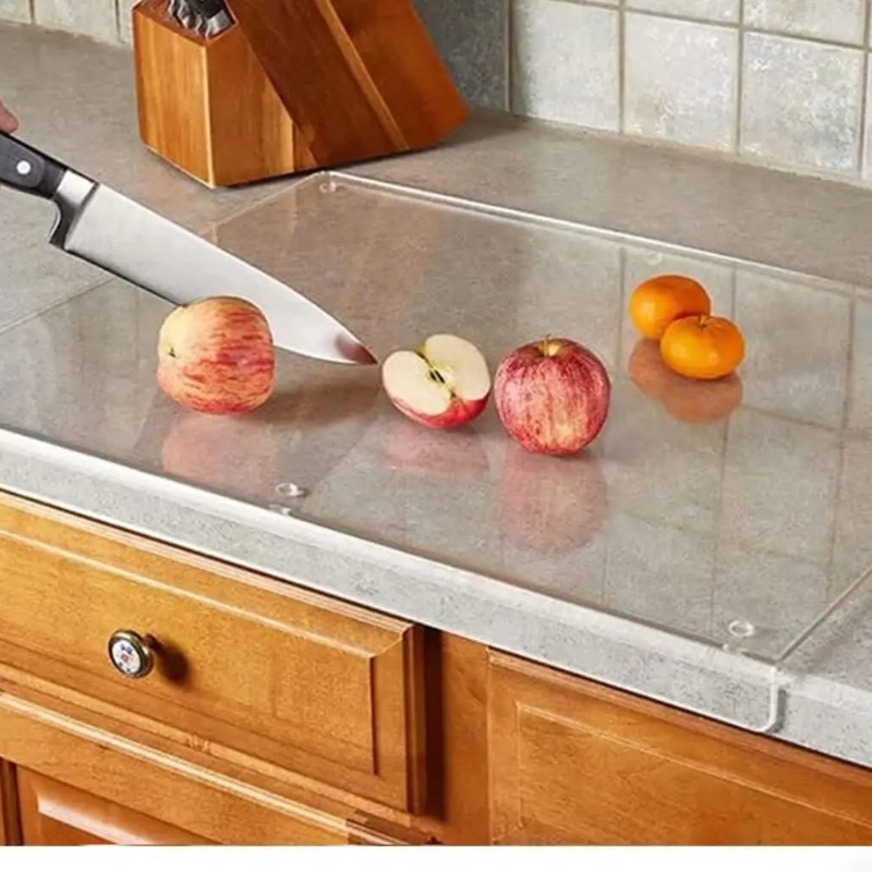 Acrylic Cutting Board Clear Transparent Kitchen Prep Board with Counter Lip 1