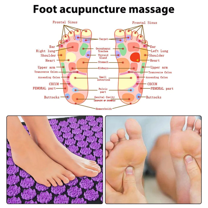Acupressure Mat and Pillow Set | Non-Slip Spike Surface for Back and Neck | Relieves Muscle Tension and Stress