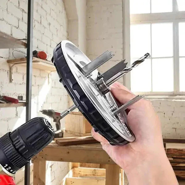 Adjustable Circle Cutter Drill Attachment | Three-Tooth Blades, Hex Shank | Precise Cuts in Drywall and Softwood
