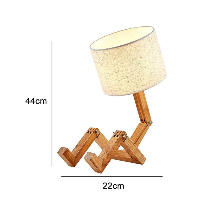 Adjustable Desk Lamp, Wood &amp; Fabric Arm | Posable, Clips onto Shelves &amp; Books | E27 Bulb Included, Warm or Cool Light