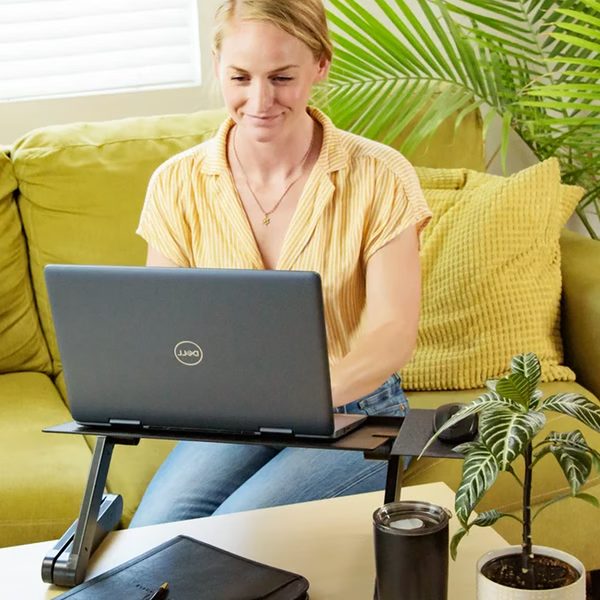 Adjustable Laptop Stand, Aluminium-Magnesium Alloy | Foldable Legs &amp; Mouse Pad | Portable Standing Desk for Bed, Sofa or Office