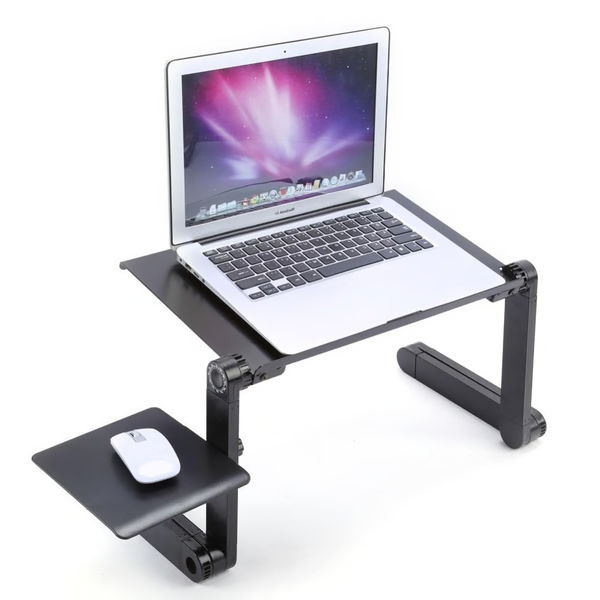 Adjustable Laptop Stand, Aluminium-Magnesium Alloy | Foldable Legs &amp; Mouse Pad | Portable Standing Desk for Bed, Sofa or Office