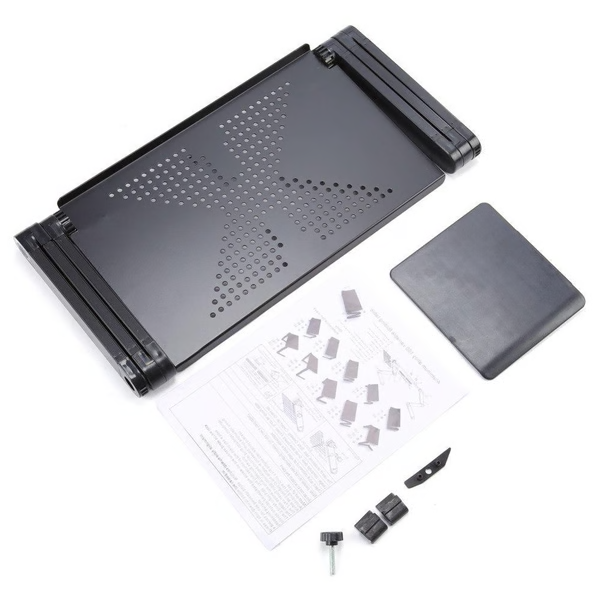 Adjustable Laptop Stand, Aluminium-Magnesium Alloy | Foldable Legs &amp; Mouse Pad | Portable Standing Desk for Bed, Sofa or Office