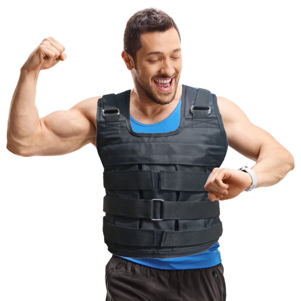 Adjustable Weighted Vest for Walking and Running | Adjustable Steel Plate Load | Oxford Cloth with Dual Waist Belts and Side Rings