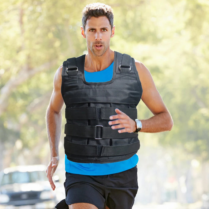Adjustable Weighted Vest for Walking and Running | Adjustable Steel Plate Load | Oxford Cloth with Dual Waist Belts and Side Rings