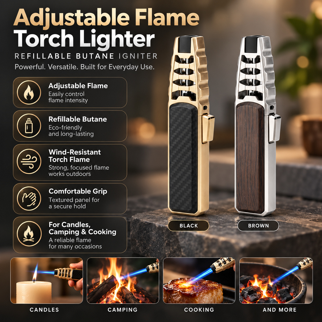 Adjustable Flame Torch Lighter Refillable Windproof Butane 6