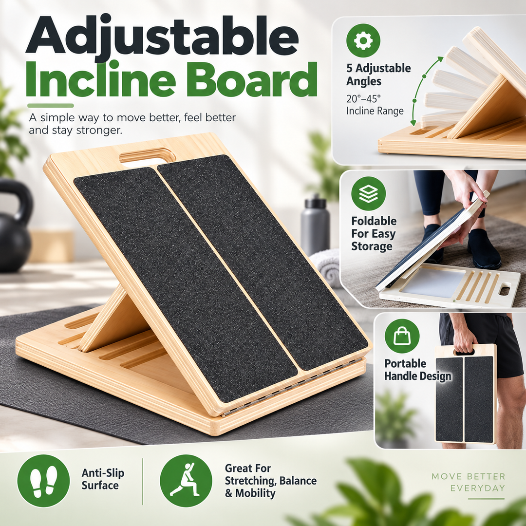 Adjustable Incline Board Foldable Wooden Portable with 5 Angle Positions 5