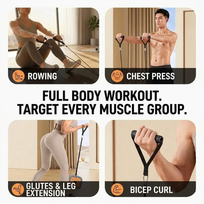 Adjustable Fitness Cable Machine with Resistance Bands | Portable Home Gym for Full Body Training 1
