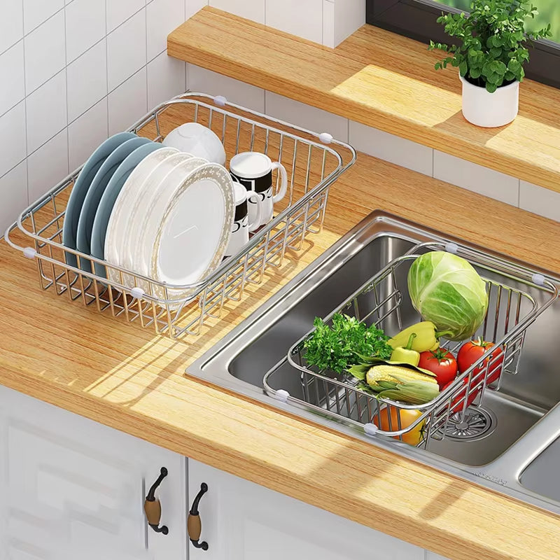 Adjustable Stainless Steel Dish Drainer Sink Rack – Expandable Kitchen Organizer for Efficient Draining and Washing 2