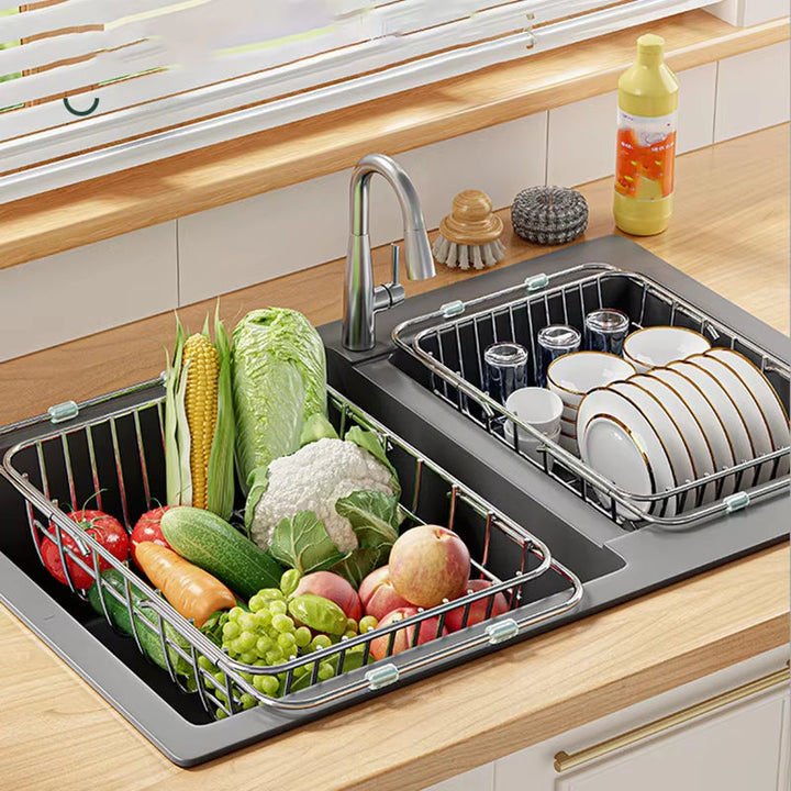 Adjustable Stainless Steel Dish Drainer Sink Rack – Expandable Kitchen Organizer for Efficient Draining and Washing 3
