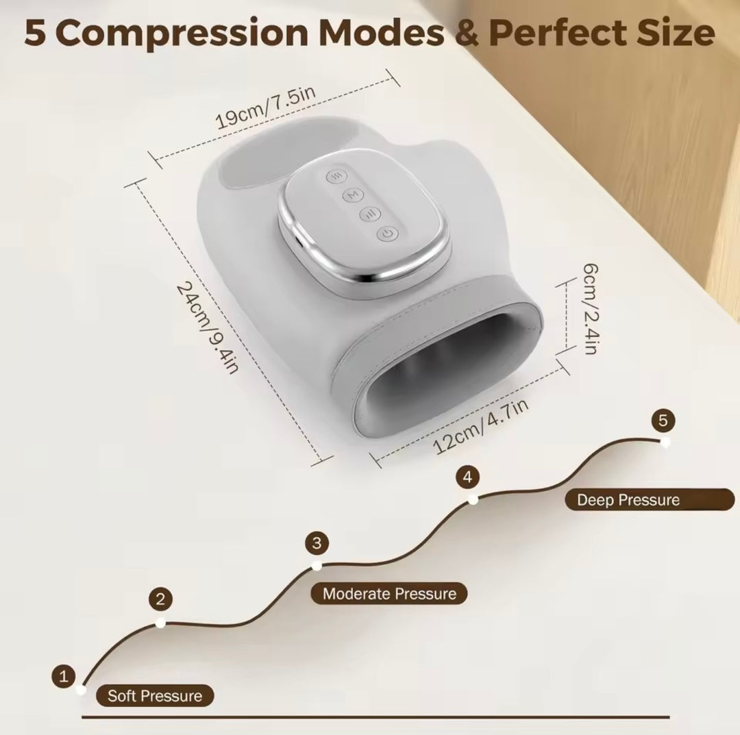 Air Compression Hand Massager | Heat Function | 3 Modes &amp; 5 Intensity Levels | 2000mAh Rechargeable