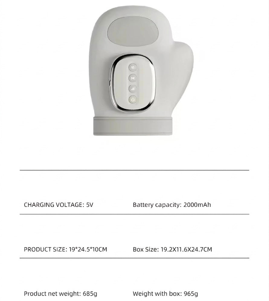 Air Compression Hand Massager | Heat Function | 3 Modes &amp; 5 Intensity Levels | 2000mAh Rechargeable