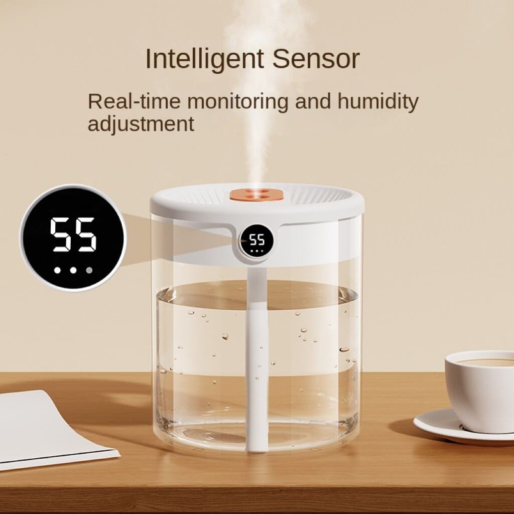 Air Humidifier 2L Tank | Dual Mist Outlets, Digital Display &amp; Ambient Light | Even Humidification for Larger Rooms