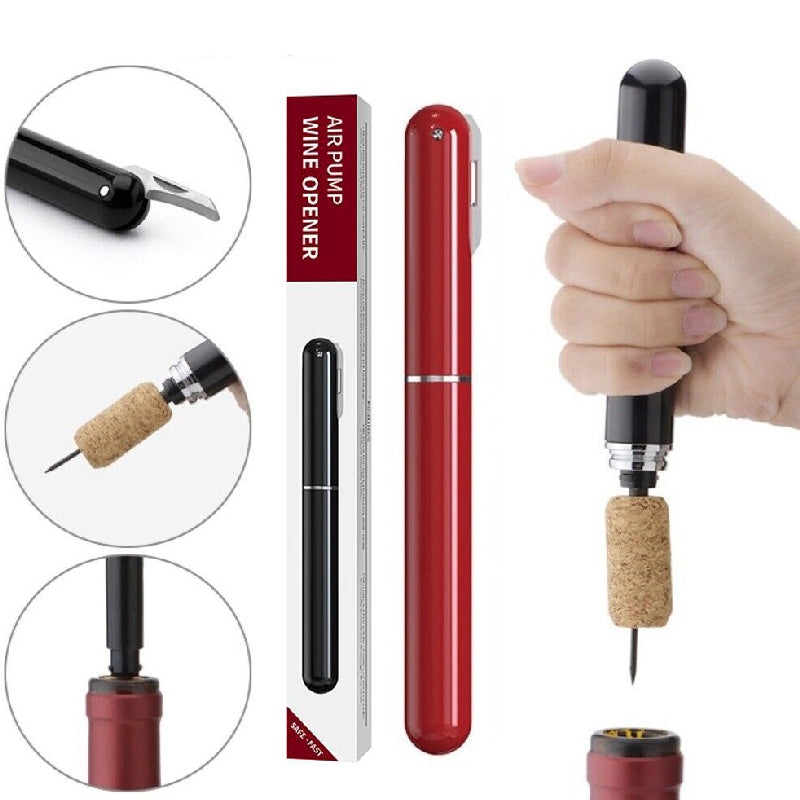 Air Pressure Wine Bottle Opener with Foil Cutter | Needle Pump Removes Cork Without Damage | Ergonomic Grip Handle