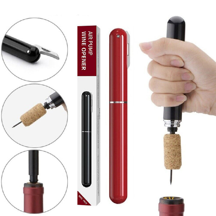 Air Pressure Wine Bottle Opener with Foil Cutter | Needle Pump Removes Cork Without Damage | Ergonomic Grip Handle