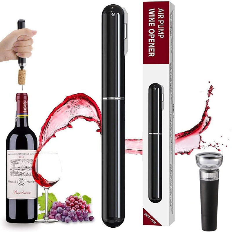 Air Pressure Wine Bottle Opener with Foil Cutter | Needle Pump Removes Cork Without Damage | Ergonomic Grip Handle