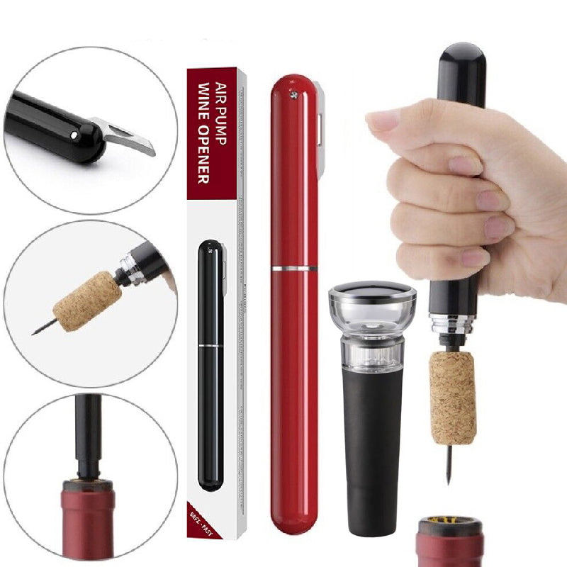 Air Pressure Wine Bottle Opener with Foil Cutter | Needle Pump Removes Cork Without Damage | Ergonomic Grip Handle