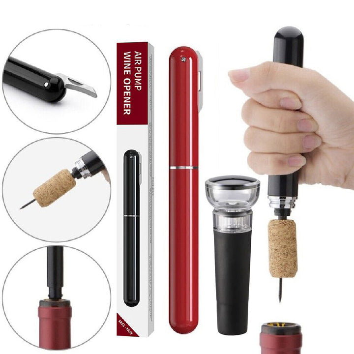Air Pressure Wine Bottle Opener with Foil Cutter | Needle Pump Removes Cork Without Damage | Ergonomic Grip Handle