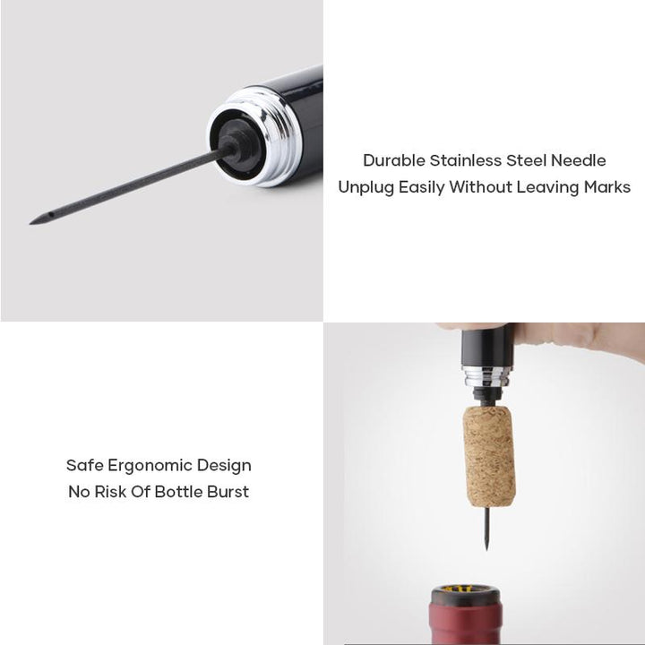 Air Pressure Wine Bottle Opener with Foil Cutter | Needle Pump Removes Cork Without Damage | Ergonomic Grip Handle