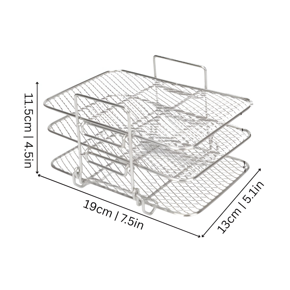 Air Fryer Rack Stainless Steel | Stackable Multi-Tier Cooking Tray | Even Airflow for Fries, Wings and Vegetables 7