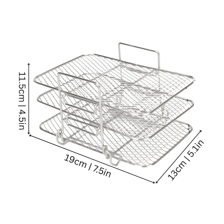 Air Fryer Rack Stainless Steel | Stackable Multi-Tier Cooking Tray | Even Airflow for Fries, Wings and Vegetables 7