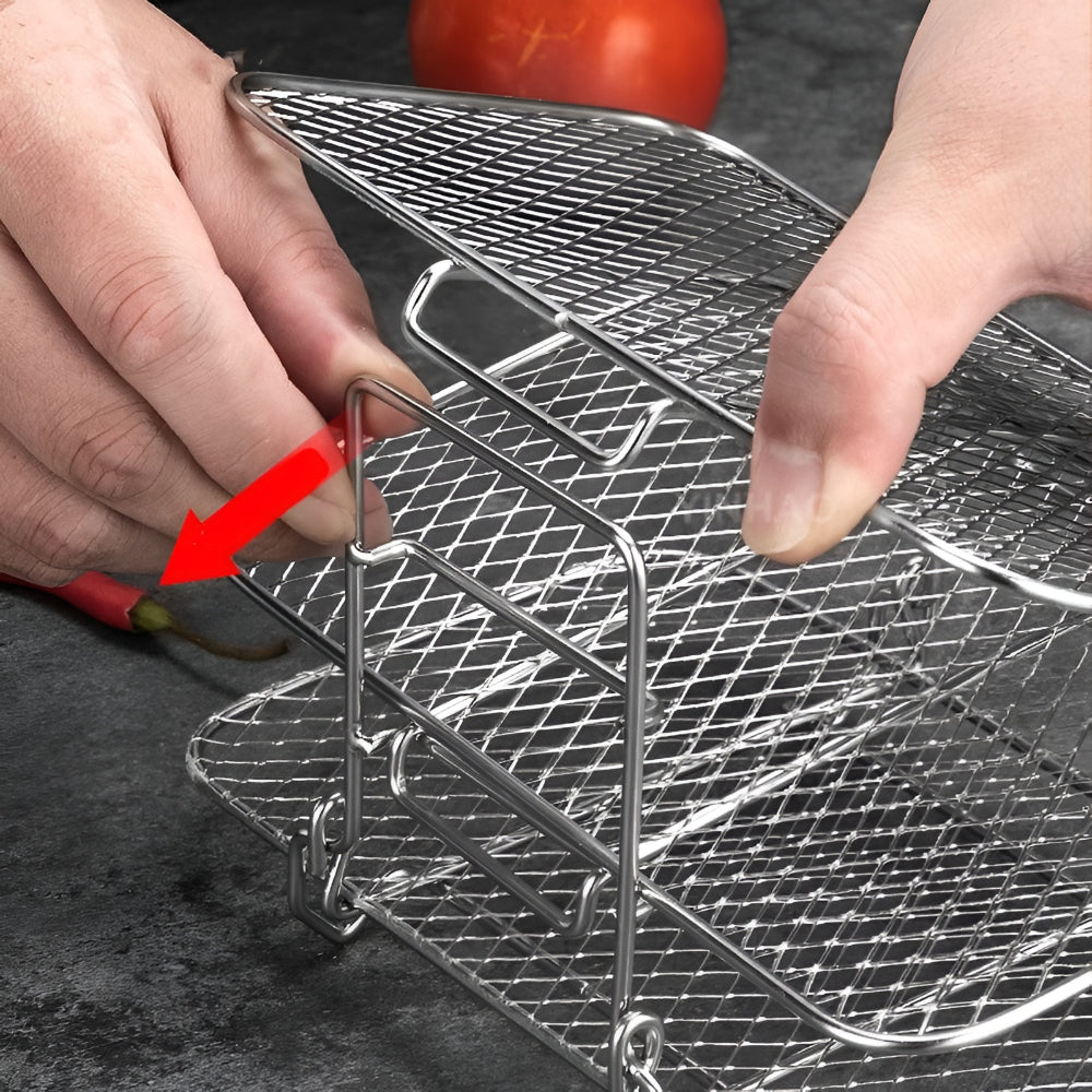 Air Fryer Rack Stainless Steel | Stackable Multi-Tier Cooking Tray | Even Airflow for Fries, Wings and Vegetables 4