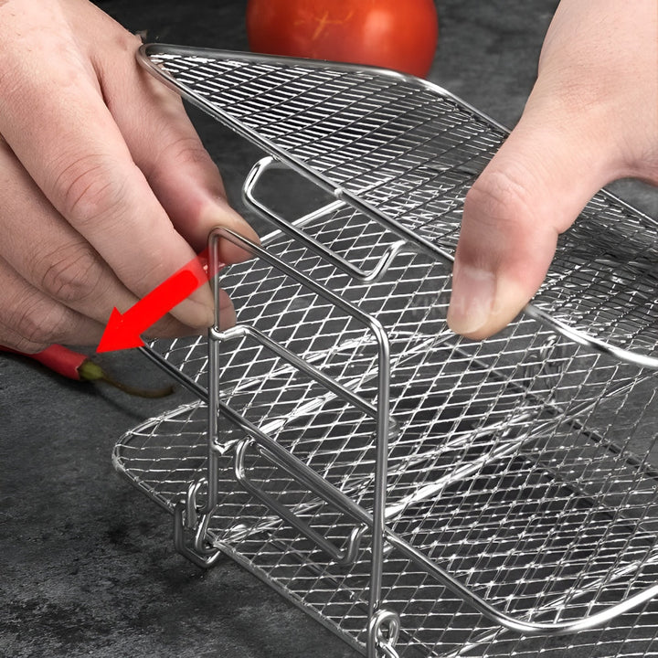 Air Fryer Rack Stainless Steel | Stackable Multi-Tier Cooking Tray | Even Airflow for Fries, Wings and Vegetables 4