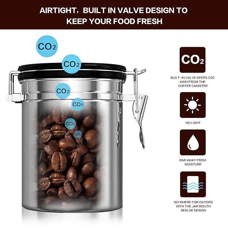 Airtight Coffee Container CO2 Valve Storage Canister with Scoop 2
