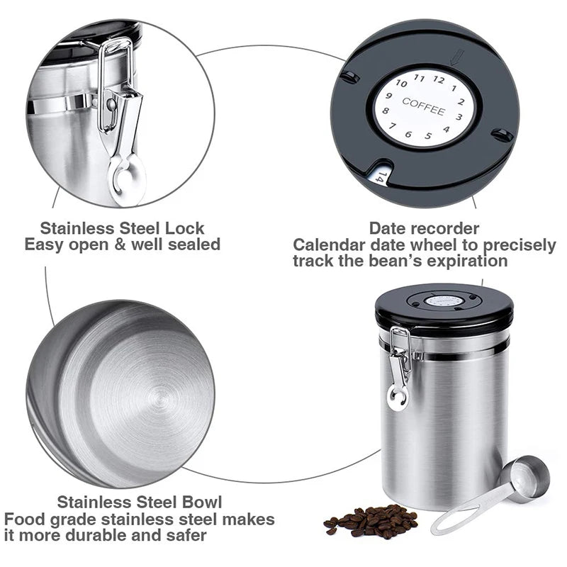 Airtight Coffee Container CO2 Valve Storage Canister with Scoop 3