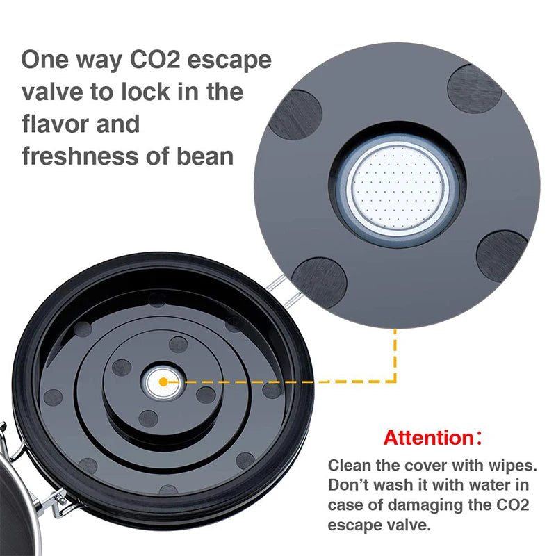 Airtight Coffee Container CO2 Valve Storage Canister with Scoop 4
