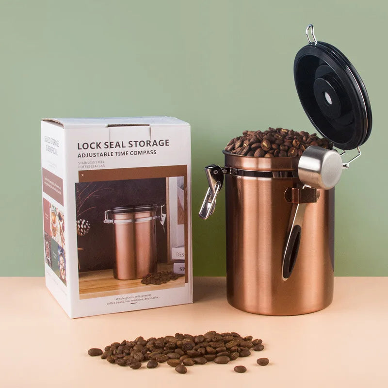 Airtight Coffee Container CO2 Valve Storage Canister with Scoop 7