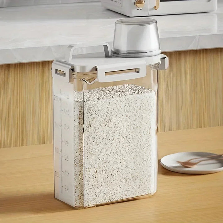 Airtight Grain Storage Container | 2.5L Rice, Cereal &amp; Flour Dispenser with Measuring Cup 1