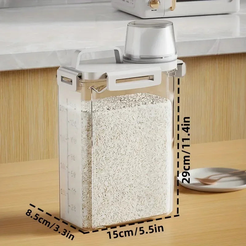 Airtight Grain Storage Container | 2.5L Rice, Cereal &amp; Flour Dispenser with Measuring Cup 3