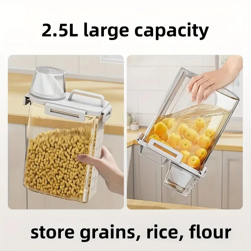 Airtight Grain Storage Container | 2.5L Rice, Cereal &amp; Flour Dispenser with Measuring Cup 4